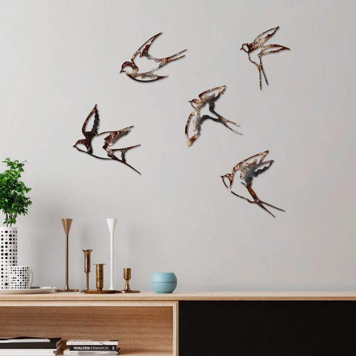 Wallity Birds-2 Escultura de Pared de Metal Multicolor